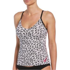 Nike‎ Women's Party Dots Racerback Tankini Two Piece Bikini black pink New M